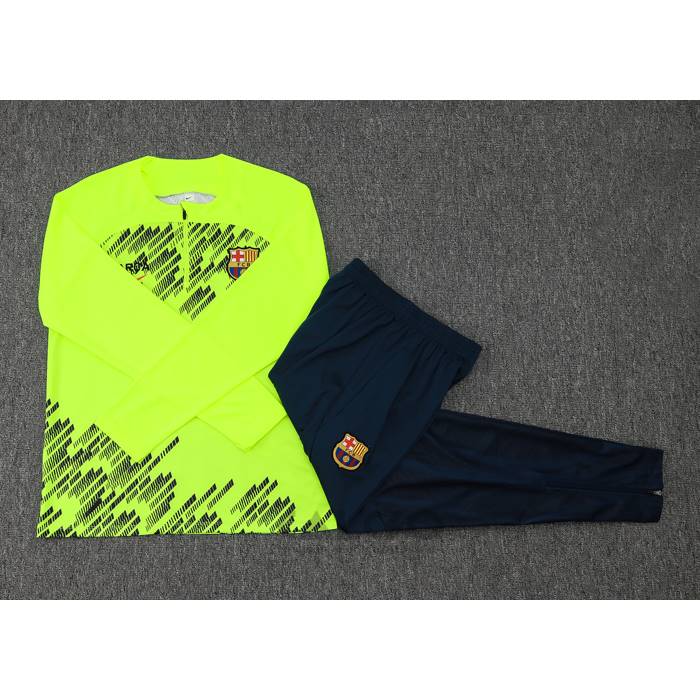 Tuta da Track di Felpa FC Barcellona 2024-2025 Verde Fluorescente